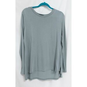 Theory Parkopia Pima Cotton Modal Blend Grey Blue Long Sleeve Crewneck T Shirt L